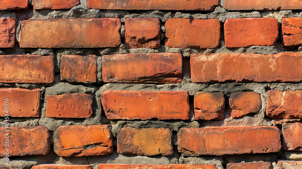 Fototapeta premium Close-up Red brick wall. Minimalism concept. Exterior background.