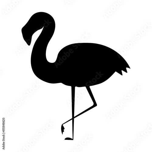 Black silhouette of a flamingo on an isolated background.Vector illustration.