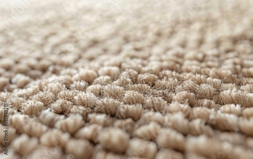 Close-up of a textured beige carpet with dense fibers.