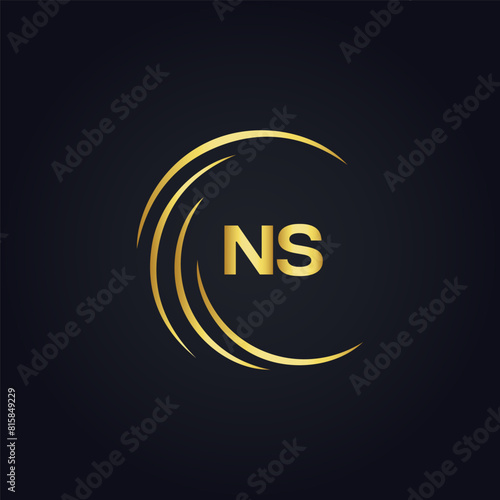 NS Letter Logo Design. Initial letters NS logo icon. Abstract letter NS N S minimal logo design template. N S Letter Design Vector with black Colors. NS logo, 