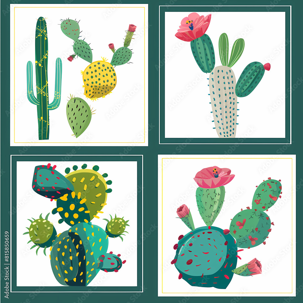 Cards template with pictures of cactuses vector image Cards template with pictures of cactuses vector image
