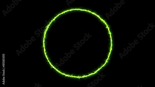 green energy glow ring, light circle, glowing number zero, circle facecam webcam photo