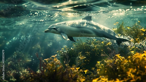 Dolphin in the water illustration, Beautiful, summer vibe, beach, ocean, sea, fish, background