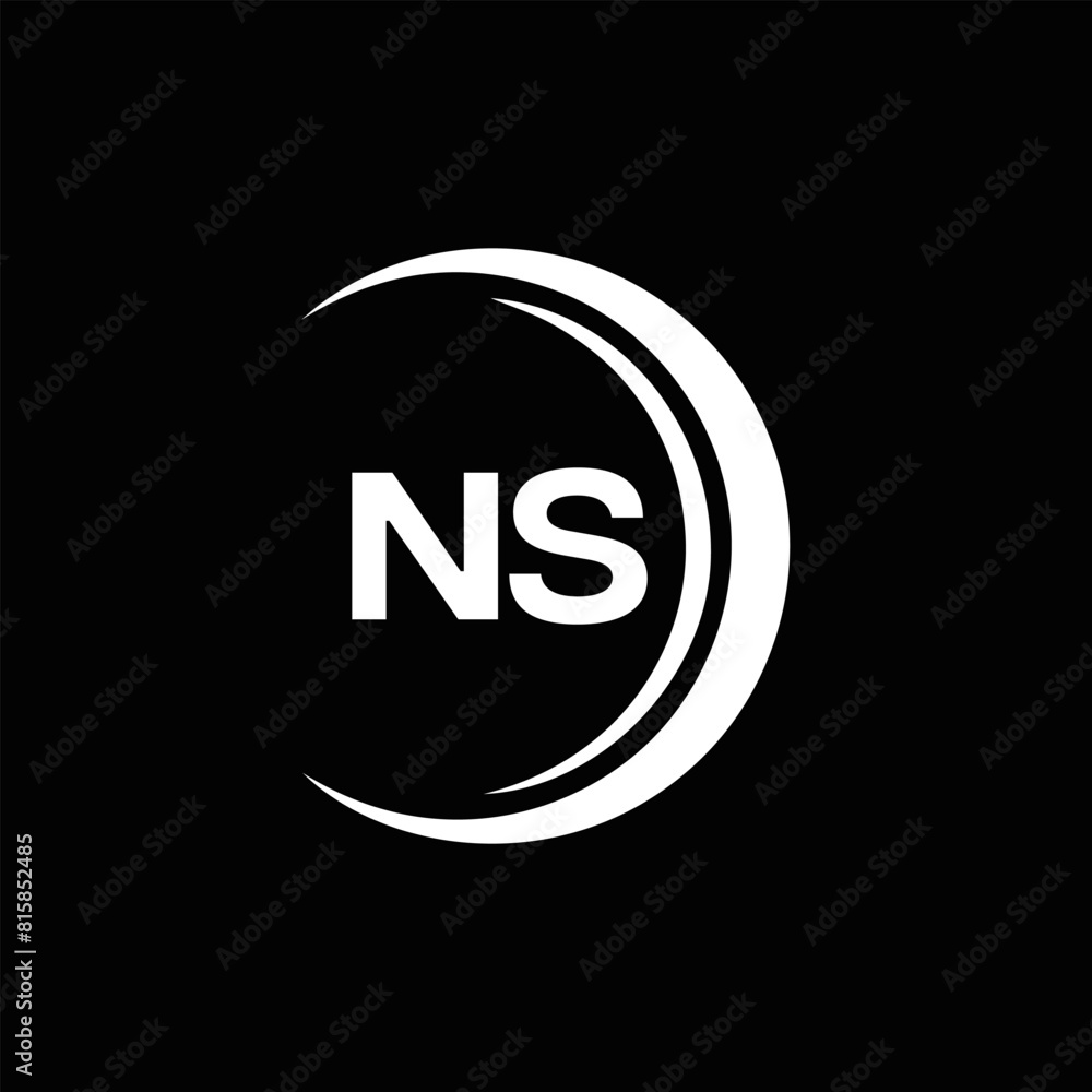 NS Letter Logo Design. Initial letters NS logo icon. Abstract letter NS N S minimal logo design template. N S Letter Design Vector with black Colors. NS logo, 