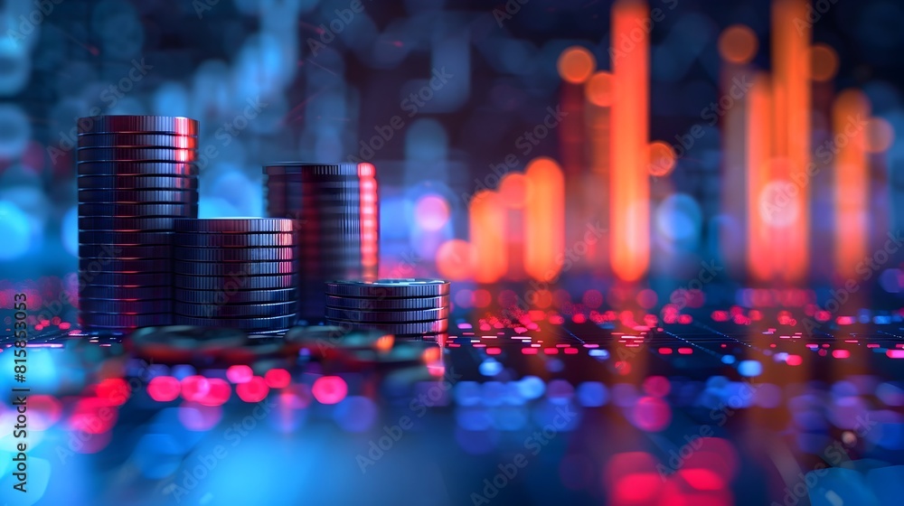 Prosperous Financial Landscape with Glowing Data Visualization Prosperous Financial Landscape with Glowing Data Visualization