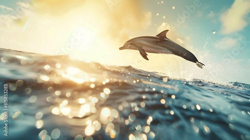 Dolphin in the water illustration  Beautiful  summer vibe  beach  ocean  sea  fish  background