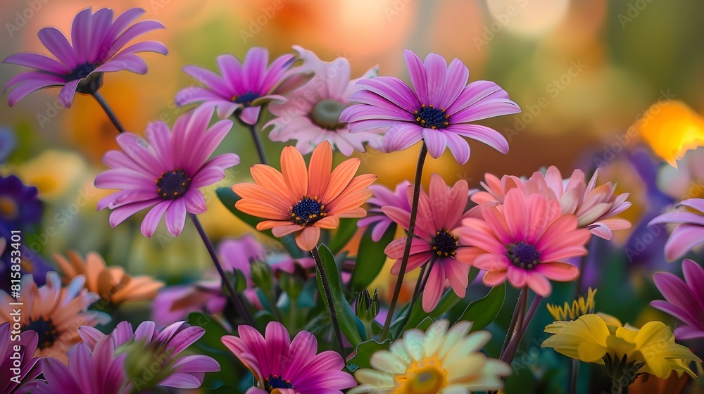 Flowers bloom in a kaleidoscope of colors each petal Flowers bloom in a kaleidoscope of colors each petal