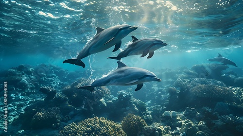 Wallpaper Mural Dolphin in the water illustration, Beautiful, summer vibe, beach, ocean, sea, fish, background Torontodigital.ca