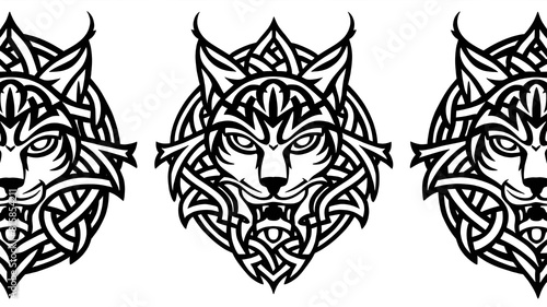 Stylized Lynx Figure in Celtic Zoomorphic Ornament