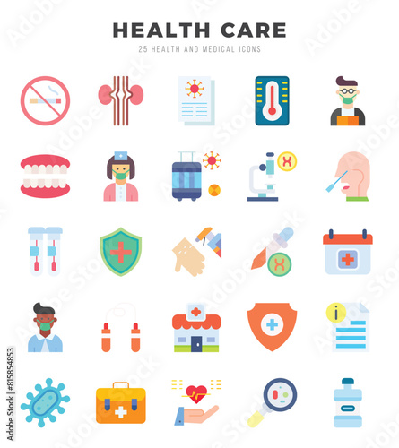 HEALTH CARE icons Pack. Flat icons set. HEALTH CARE collection set. Simple vector icons.