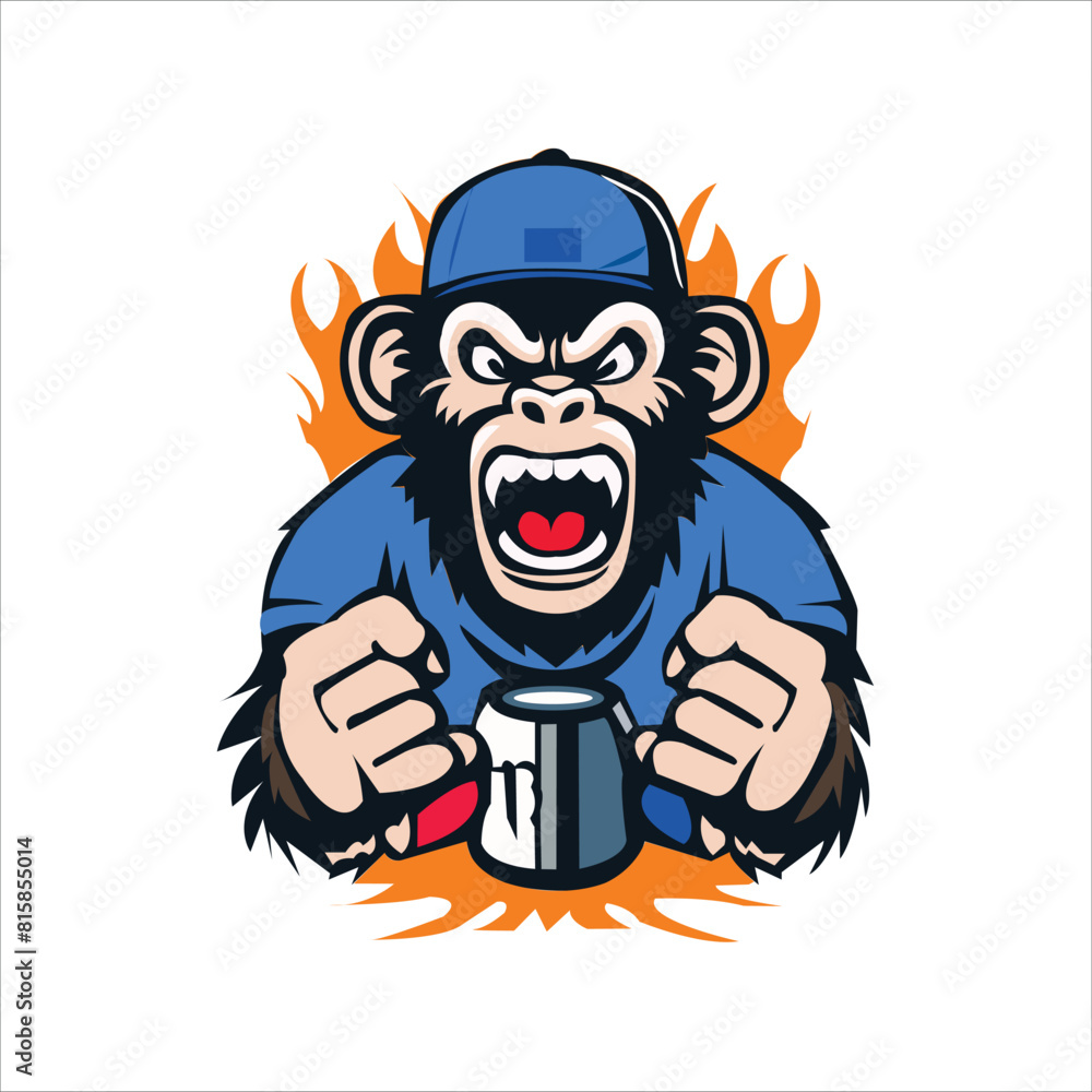 Obraz premium Angry monkey logo design, vector logo design, illustration 