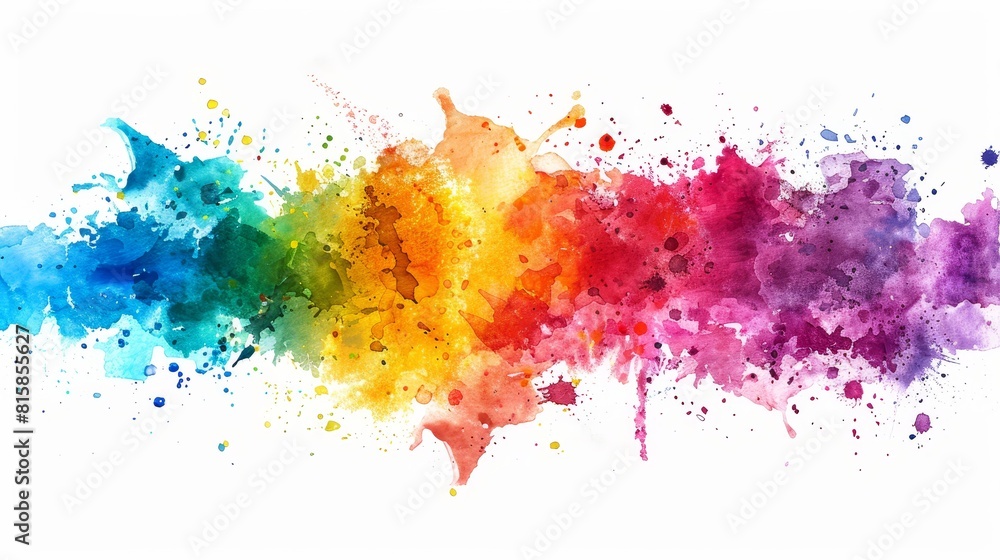 Colorful watercolor splash explosion isolated on white background image flat design front view creative burst theme animation Analogous Color Scheme
