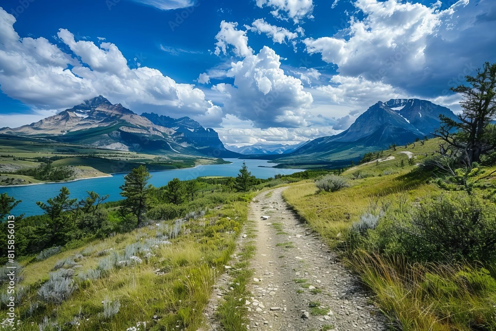 Fototapeta premium Breathtaking landscapes unfurl with every turn, rewarding a familys sense of adventure
