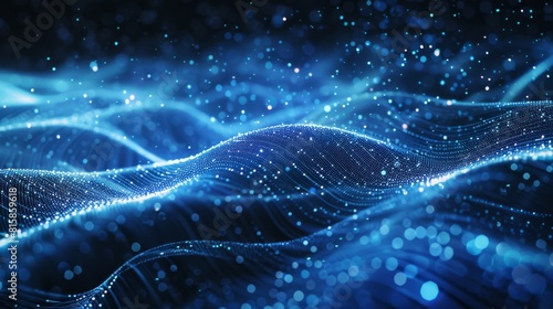 Blue Wavy Background With Shining Light