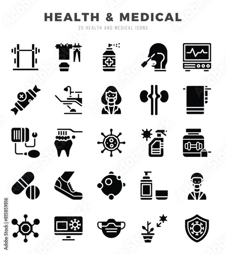 HEALTH & MEDICAL Glyph icons. Vector Glyph illustration. photo