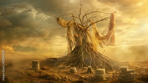 Golden Tree In A Misty Landscape © Gulkhanim