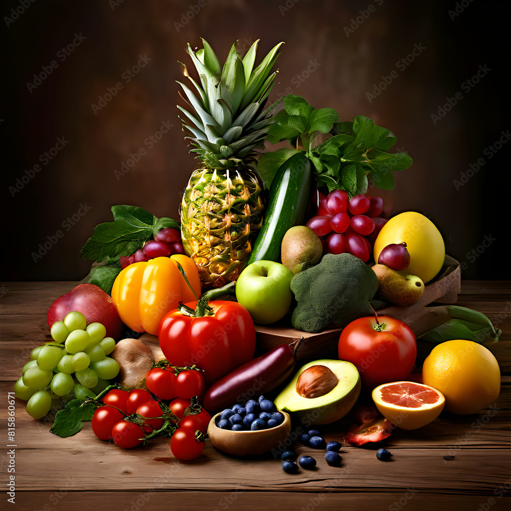 healthy fruits and vegetables on the table healthy fruits and vegetables on the table