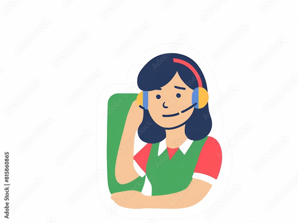 illustration of a girl in call center illustration of a girl in call center