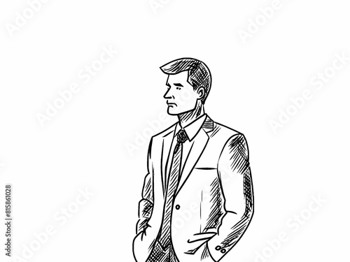 illustration of a man in black suit 