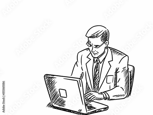 Businessman working on computer