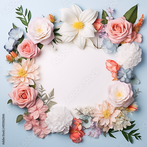 Mother's Day card. International Women's Day. Flowers backdrop.