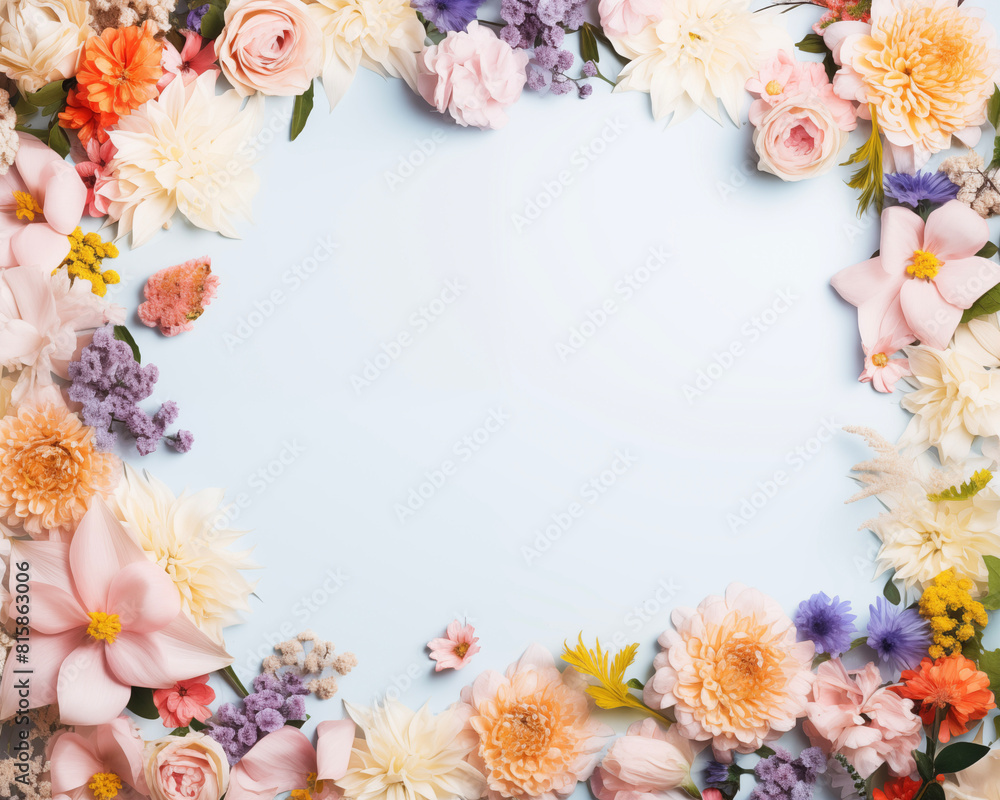 Fototapeta premium Mother's Day card. International Women's Day. Flowers backdrop.