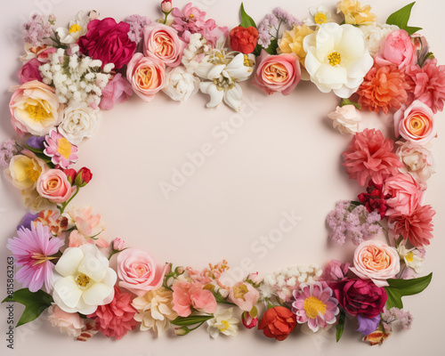 Mother's Day card. International Women's Day. Flowers backdrop.