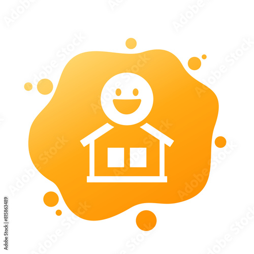 happy house icon, vector pictogram