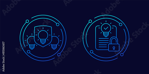 patent protection icons in linear design