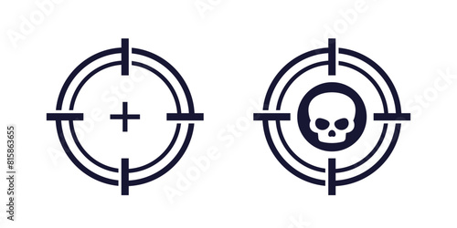 skull and target icons on white