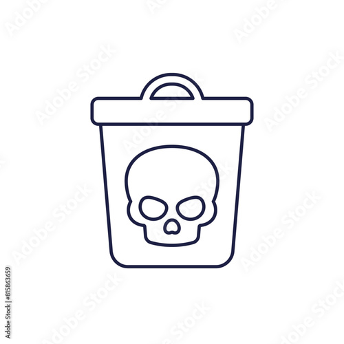 toxic waste line icon with a trash bin