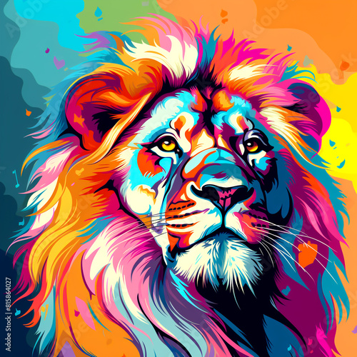 The colors of the lion's face are mesmerizing.