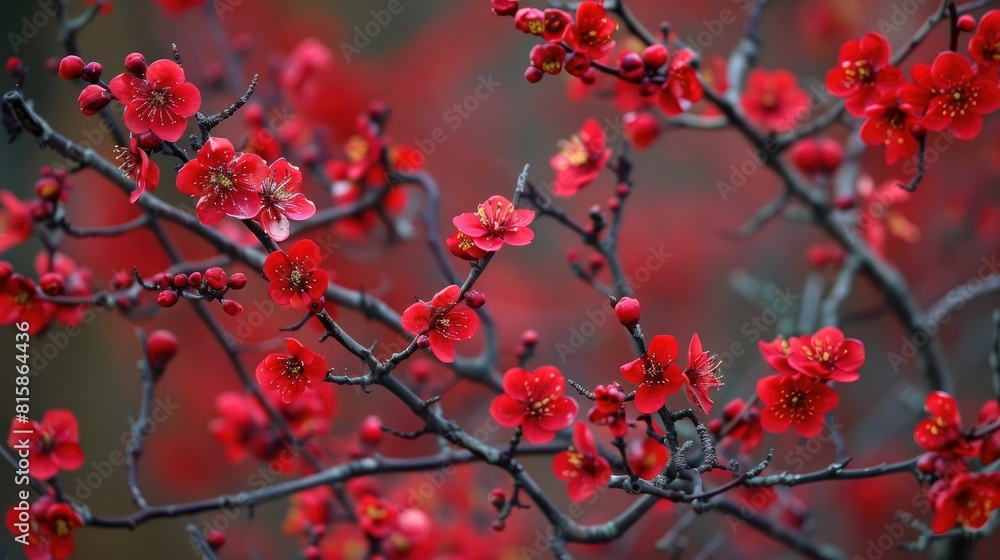 Red flowered early spring blooming Hamamelis intermedia Diane Red flowered early spring blooming Hamamelis intermedia Diane