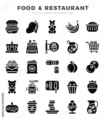 Food and Restaurant web icons in Glyph style.