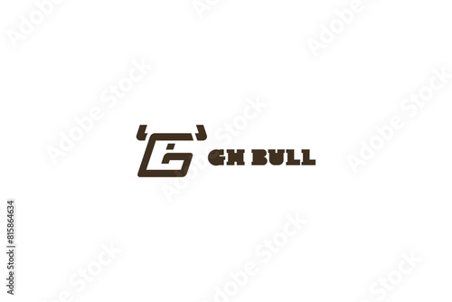 Template logo design solution with G and H monogram and bull image