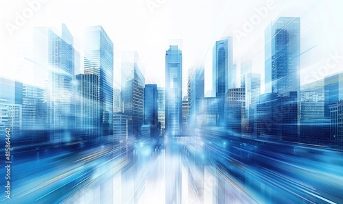 Corporate horizon, blue glass metropolis