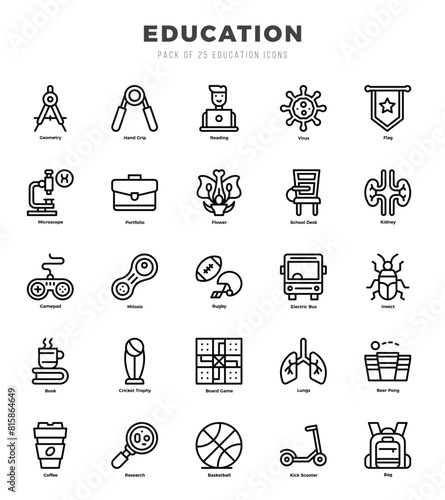 Set of Education icons. Vector Illustration.