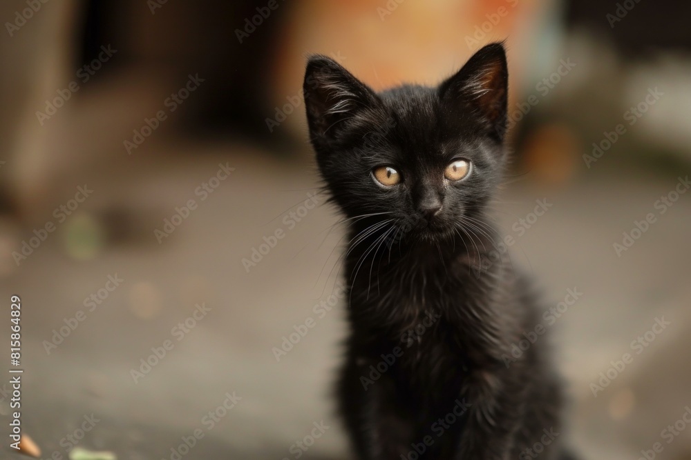 Mysterious Cat black light. Summer portrait. Generate Ai