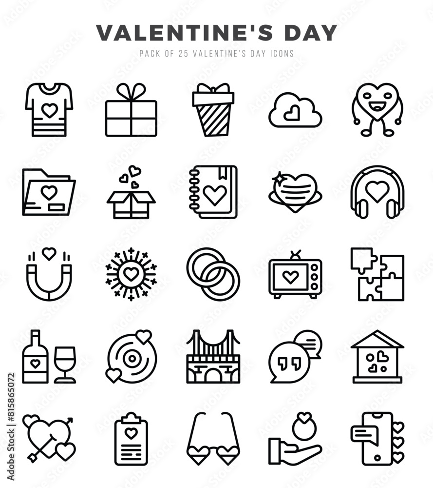 Set of Lineal Valentine'S Day Icons. Lineal art icon. Vector illustration Set of Lineal Valentine'S Day Icons. Lineal art icon. Vector illustration
