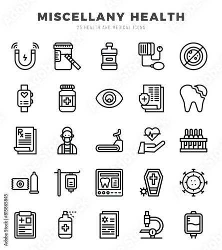 Set of MISCELLANY HEALTH icons. Vector Illustration.