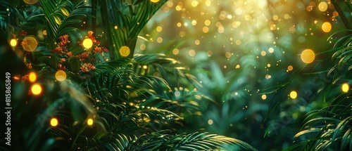 green jungles with bokeh and lights
