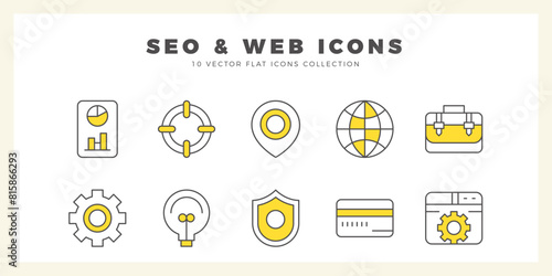 10 SEO & WEB Two Color icon pack. vector illustration.