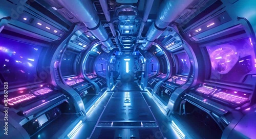 Space station interior with control rooms zero gravity zones and advanced tech. Concept Space Station Design, Zero Gravity Zones, Advanced Technology, Control Room, Futuristic Interior