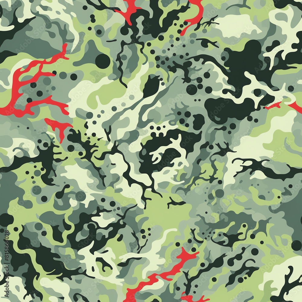 a detailed camouflage pattern, on a light green background, surreal a detailed camouflage pattern, on a light green background, surreal