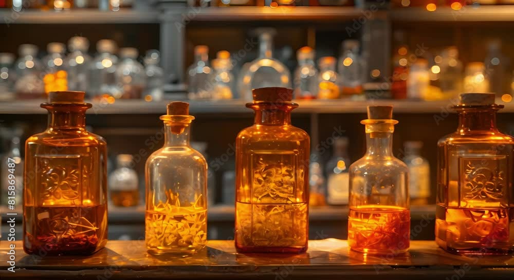 Victorian apothecary with glass bottles showcasing herbal remedies and vintage charm. Concept Vintage Charm, Herbal Remedies, Glass Bottles, Victorian Apothecary, Home Decor Victorian apothecary with glass bottles showcasing herbal remedies and vintage charm. Concept Vintage Charm, Herbal Remedies, Glass Bottles, Victorian Apothecary, Home Decor