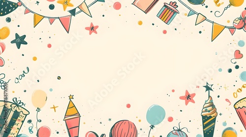 Colorful decor with balloons stars and festive party elements for a joyful cheerful event or special occasion