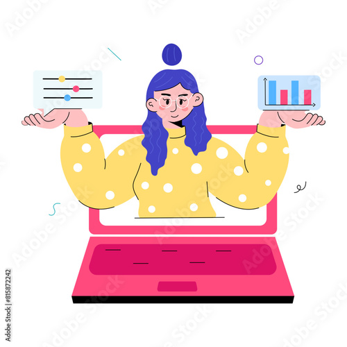 Check out hand drawn mini illustration of online trader 