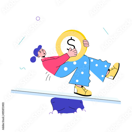 Get this doodle mini illustration of financial stability 