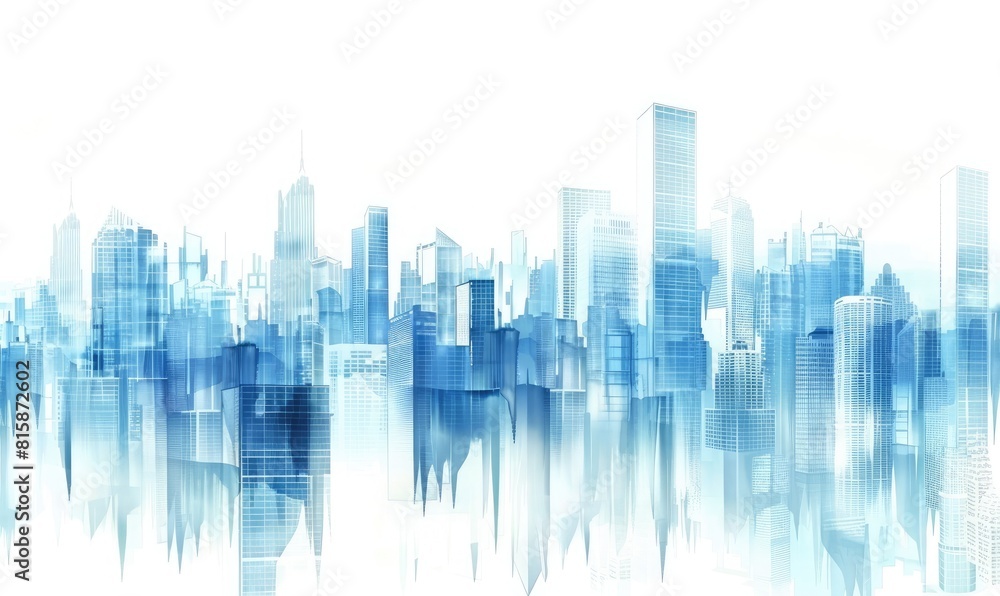 Urban dreamscape, abstract blue city