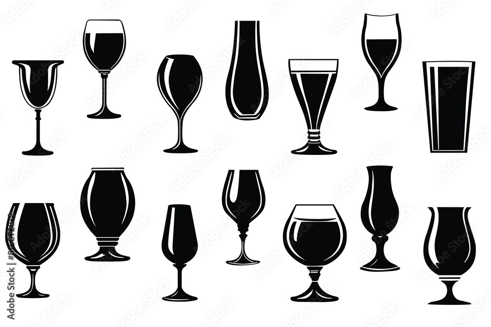 Glass silhouette vectors Glass silhouette vectors